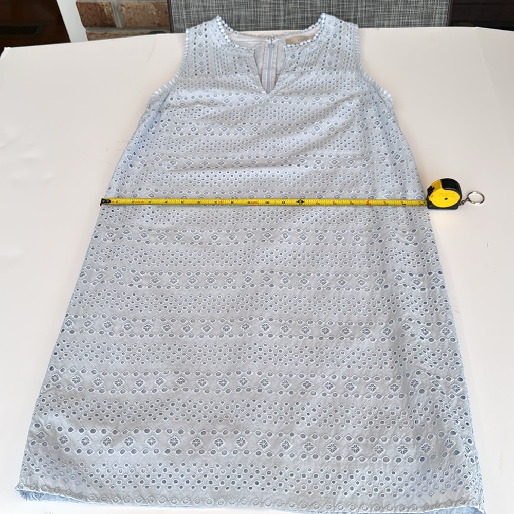 LOFT periwinkle eyelet dress. Size 6 - Picture 7 of 8